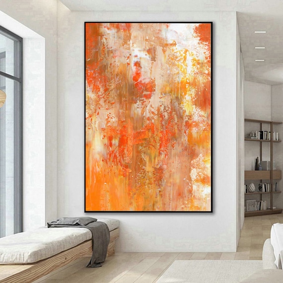Large Abstract Art, Abstract Artwork on Canvas Beige Orange Yellow White,  Original Abstract Canvas, Boho Decor Art, Office Wall Art - Etsy