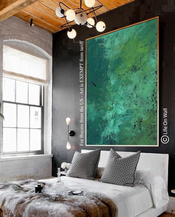 Abstraktes Leinwandbild Blaugrün - 91,4 X 61 Cm - Moderne Wandkunst Für Schlafzimmer & Wohnzimmer