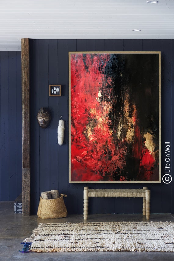 Abstract Acrylic Paint Canvas, Abstract Canvas Painting, Relief Appearance  Wall Art Artistic Background Gold-red-black-silver Colors, Gift -   Finland