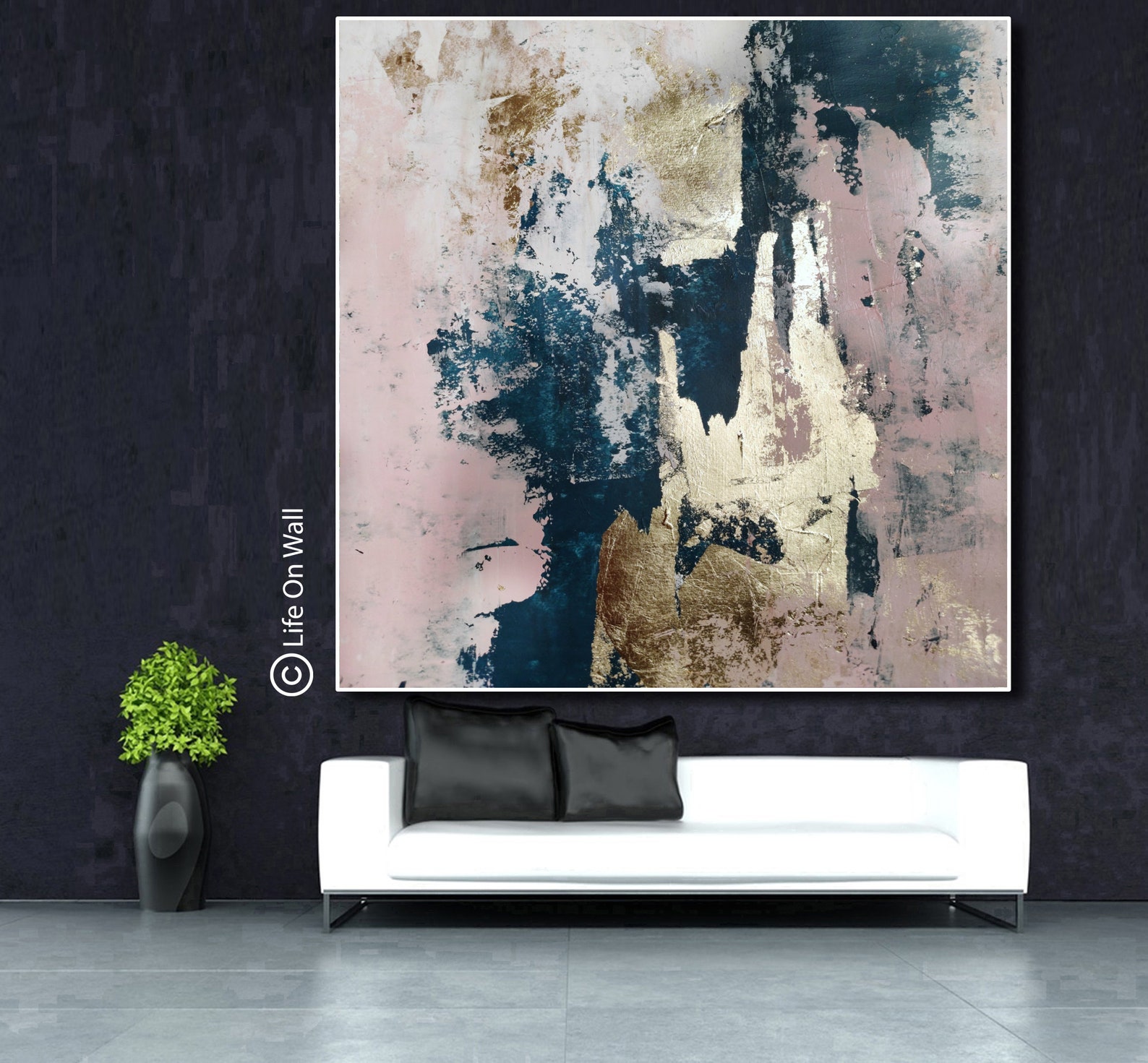 Gold Foil Abstract Art Hand Painted Original Textured Etsy