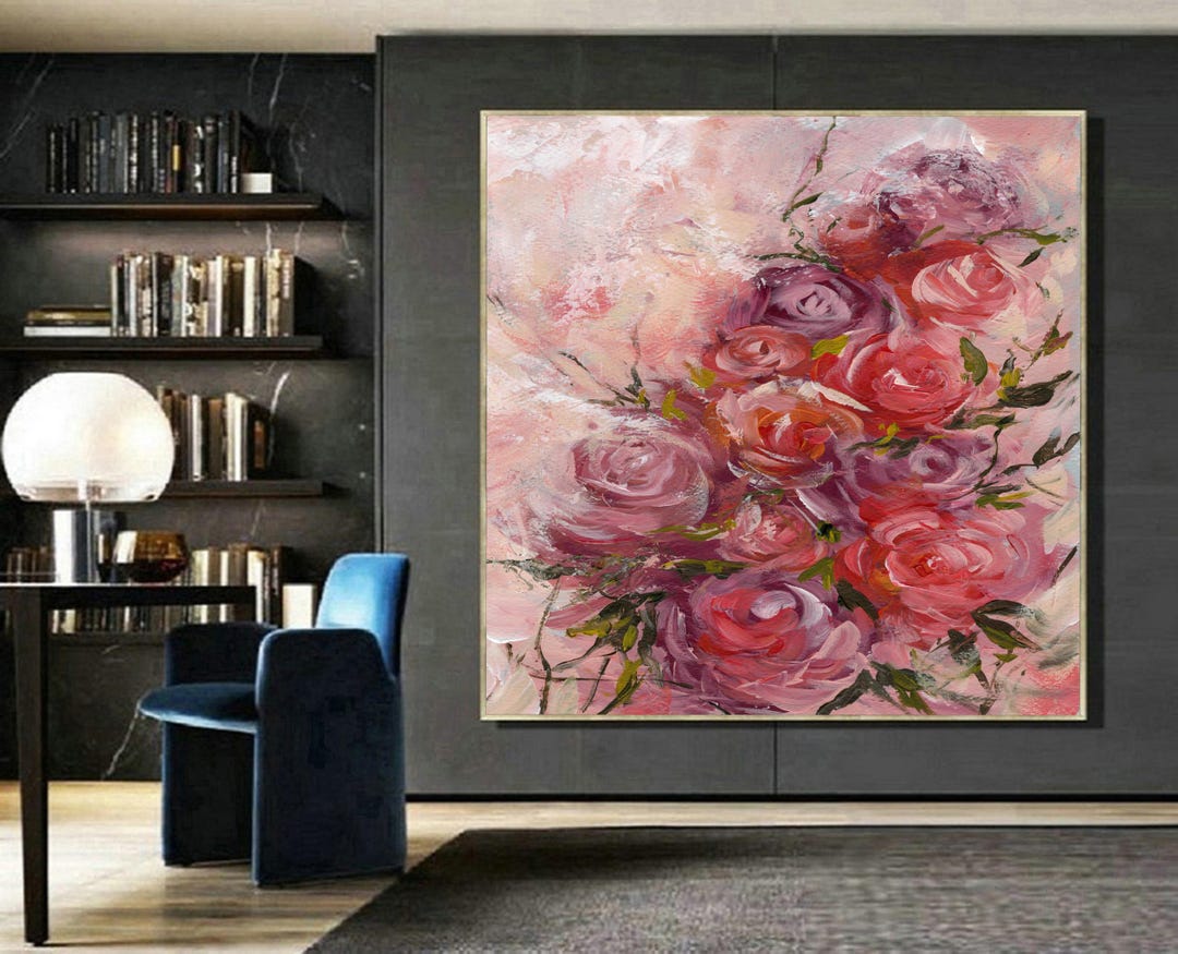 Abstract Floral 3D Impasto Painting | Textured Roses Art on Canvas - Etsy