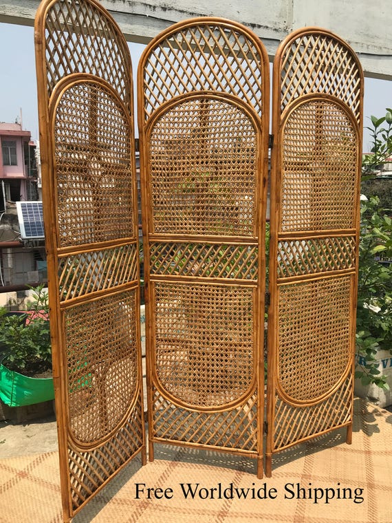 Rattan Room Separator - 6ft | Handcrafted Cane Privacy Screen Headboard