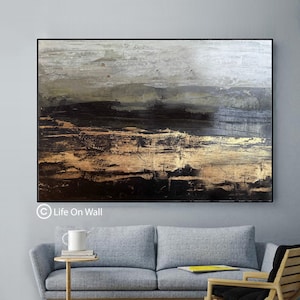 Textured Gold Foil Abstract Painting: Large Modern Canvas Wall Art