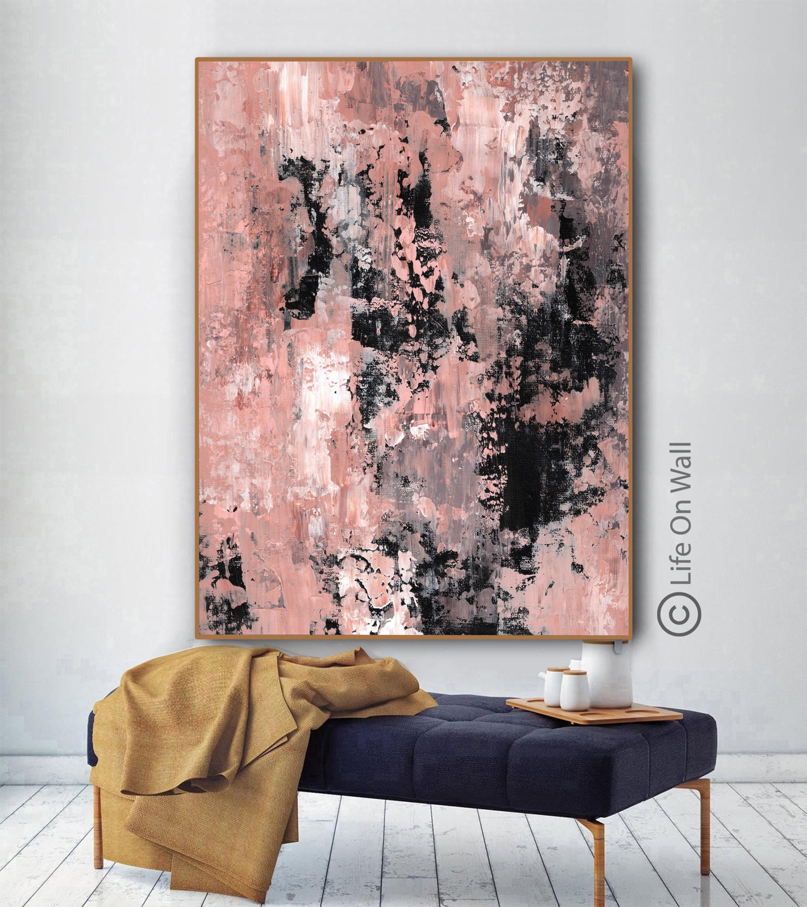 Abstract Painting Original peach gray white black Neutral Etsy