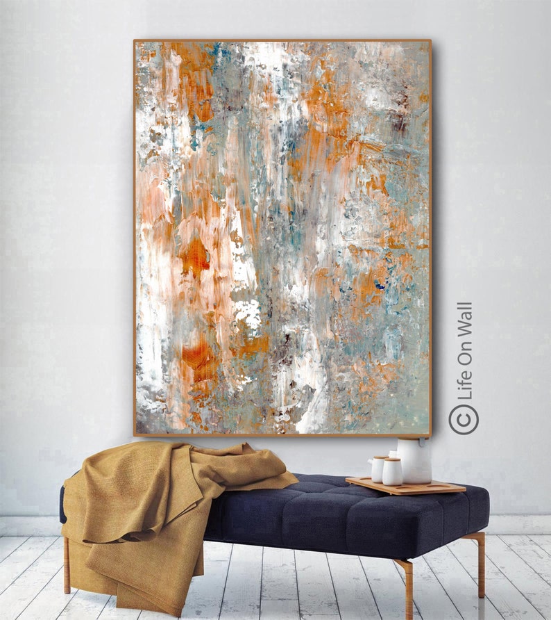Original Abstract Art gray gold white blue Abstract art on Etsy