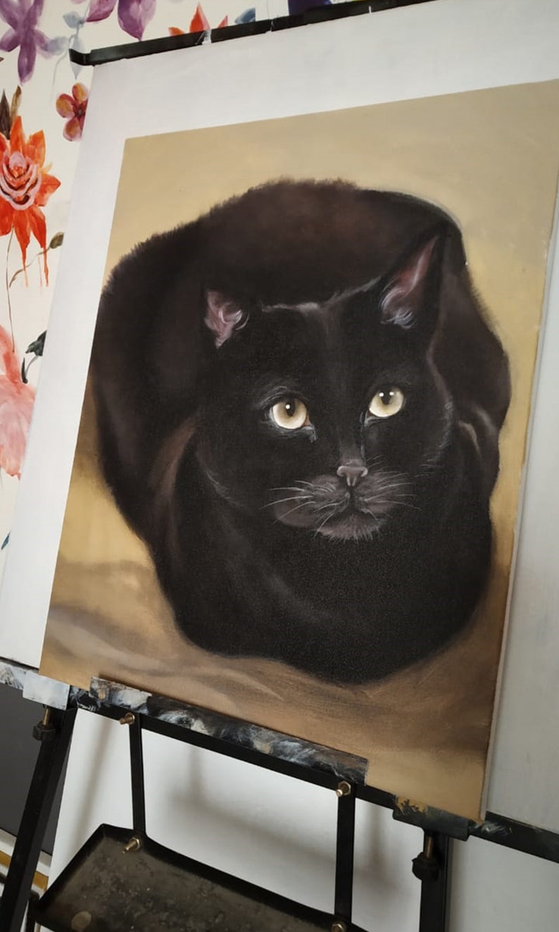 Hand painted cat portrait custom, cat portrait painting, Cat portrait, pet portrait from photo, cat portrait from photo, ready to hang art image 6