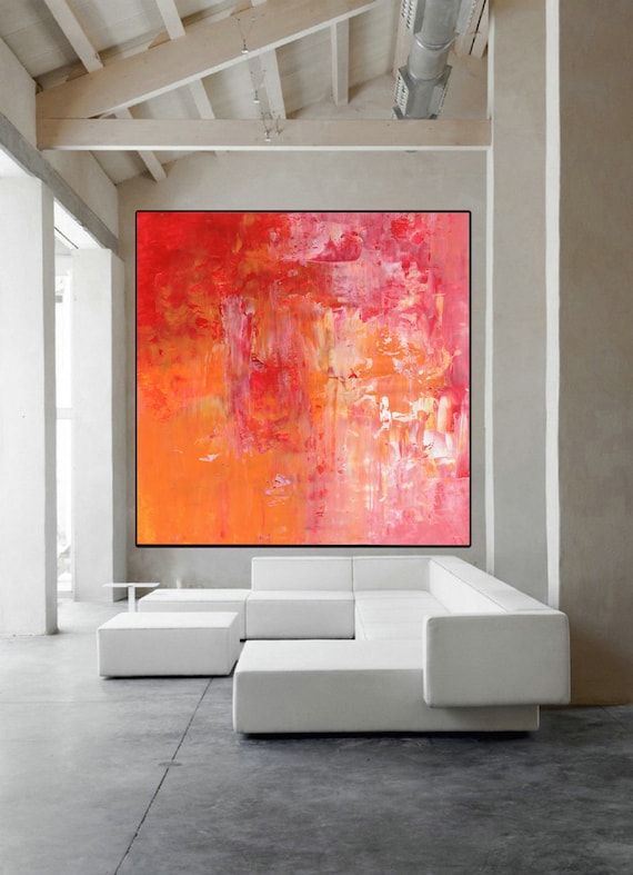 Red big canvas wall art, great abstract paintings L120 – LargeArtCanvas