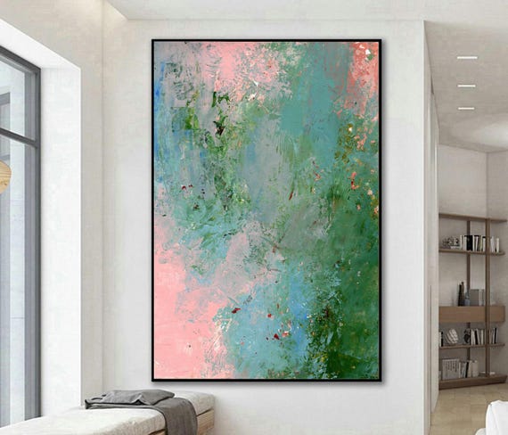 Large Abstract Canvas Wall Art in Blu...