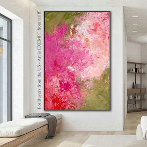 Living Room Abstract Art Pink Green Red Beige White | Bedroom Abstract Artwork | Large Abstract Artwork On Canvas | LifeOnWall