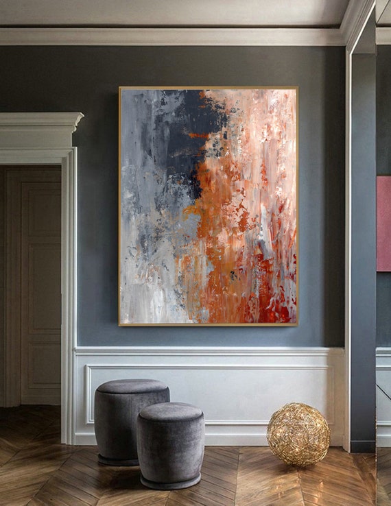 Modern Abstract Art Gray Beige Brown, Extra Large Abstract Art, Abstract Art on Canvas, Contemporary Artwork, Office Art - Etsy Norway