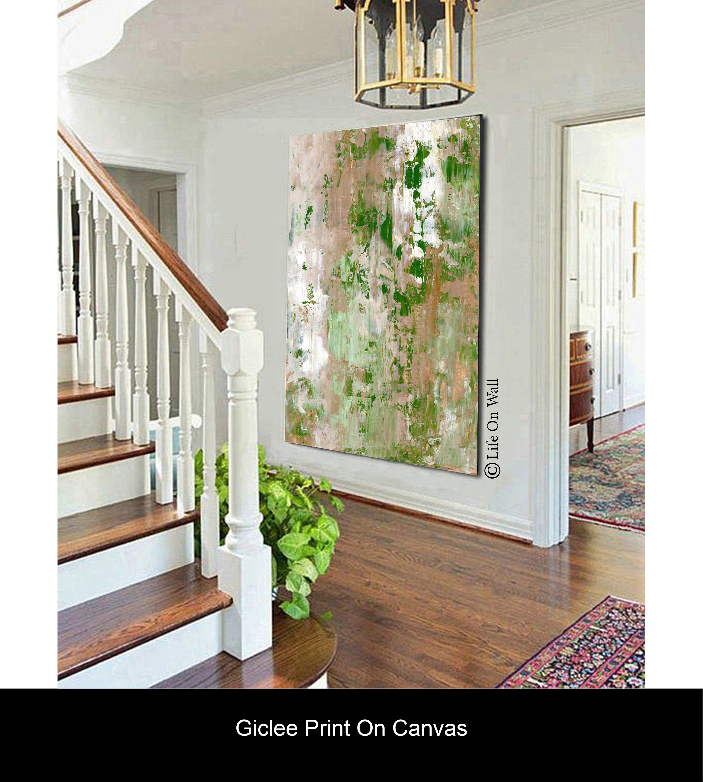 Abstract painting print brown green white Abstract art print Etsy