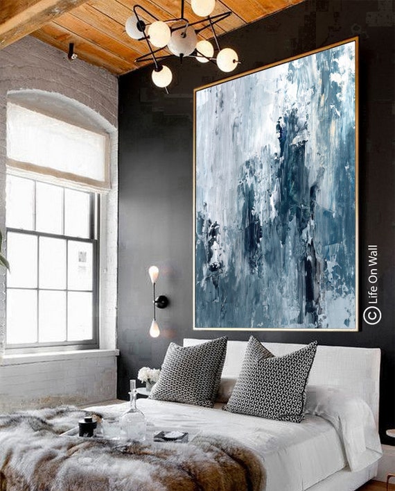 Original Textured Abstract Painting Blue White Gray, Hand Painted Abstract  Art, Palette Knife Abstract Painting With Black / Gold Frame - Etsy Norway