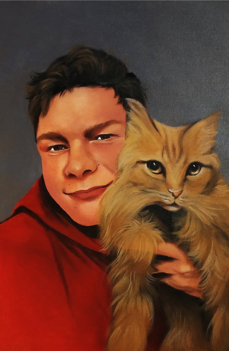 Hand painted cat portrait custom, cat portrait painting, Cat portrait, pet portrait from photo, cat portrait from photo, ready to hang art image 8