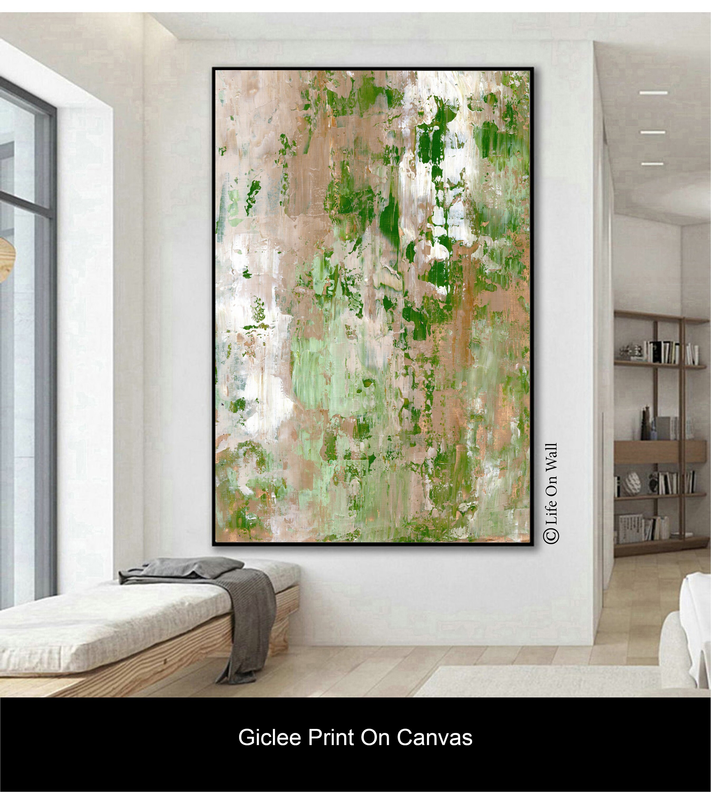 Abstract painting print brown green white Abstract art print Etsy