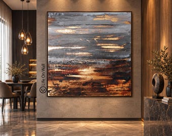 Original Gray Brown Gold Wall Art | Hand Painted Abstract Painting | Earth Tone Decor