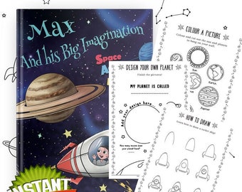 Space Activity Colouring Book – Kids' Educational Puzzles (Digital Download)