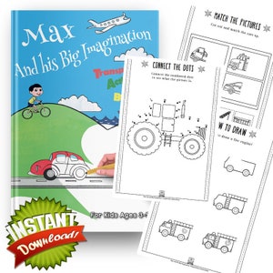 Transportation Activity and Colouring Book – Digital Download for Kids – Fun and Educational Transport-Themed Activities