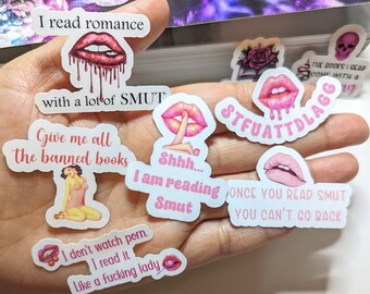 Spicy Smut Sticker Bundle – Waterproof Stickers for Kindle, Water Bottle - 12 Mini Decals