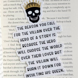 Book Related Sticker-The Villain-Dark Romance sticker, smut sticker, book lovers gifts