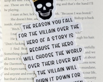 Villain Romance Sticker, Dark Romance Smut Reader Gift, Enemies to Lovers Bookish Decal