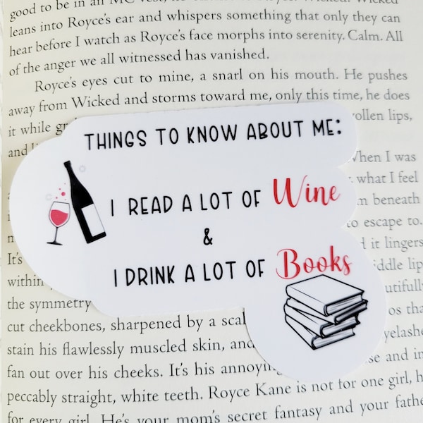 Book Related Sticker-I Read a lot of wine and drink a lot of books