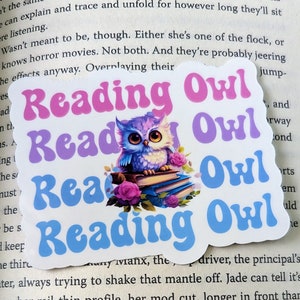 Book Related Sticker - Reading Owl, Kindle sticker, laptop sticker