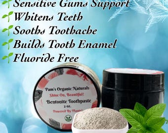 Bentonite, Charcoal, Plant Based, Vegan Friendly, Remeneralizing Natural Toothpaste