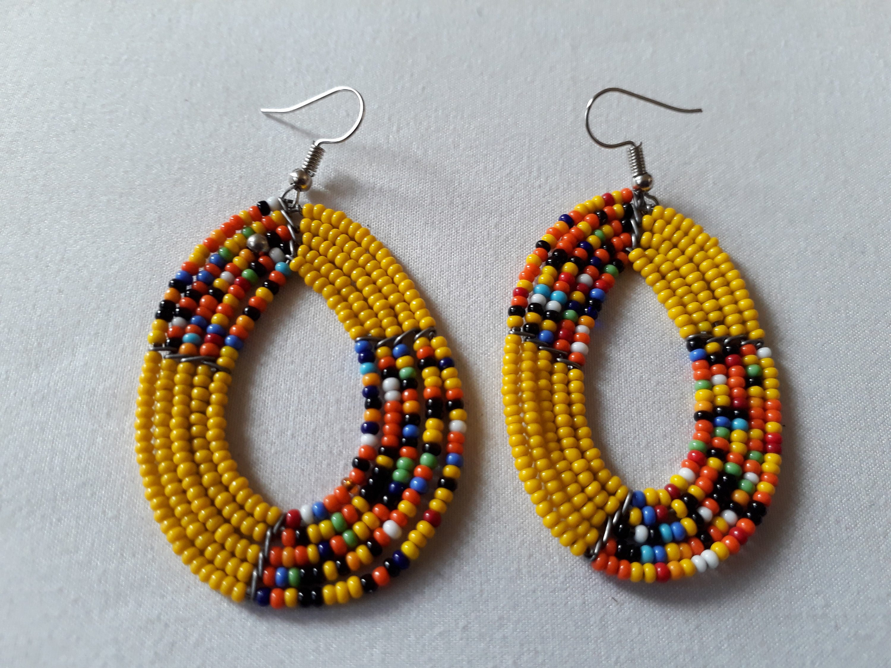 Maasai African Earrings Zulu Earring Black Beaded Earrings Etsy
