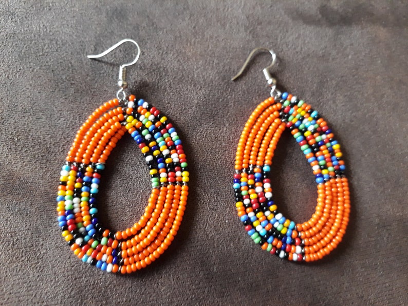 Maasai African Earrings Zulu Earring Black Beaded Earrings Etsy
