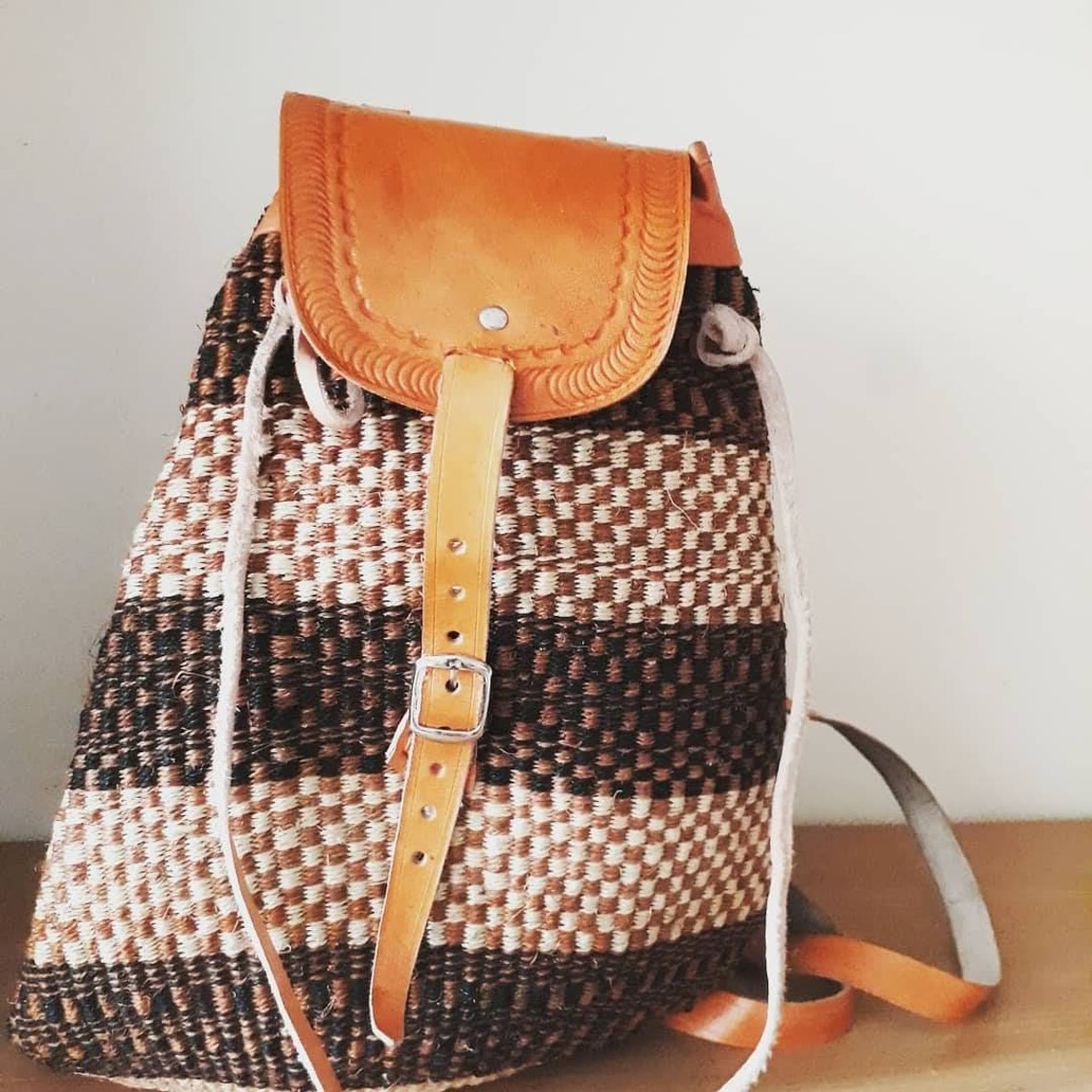 ON SALE WOVEN Sisal Backpack Basket Woven Bag Kenya Etsy