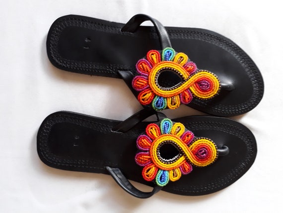 Maasai Sandals Summer Shoes Unique Leather Sandals African Maasai leather handmade beaded sandals, Gift for her, Flipflop, Kenya Sandals Maasai Sandals Summer Shoes Unique Leather Sandals African Maasai leather handmade beaded sandals, Gift for her, Flipflop, Kenya Sandals