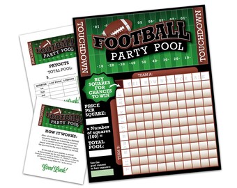 Football Squares Party Game, Printable Betting Pool (Instant Download)