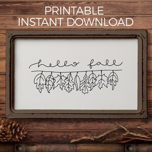 Hello Fall, Leaves on a line SVG eps dxf png, loose, hand-lettered & drawn design for use with Cricut Design Space, Silhouette Studio, etc.