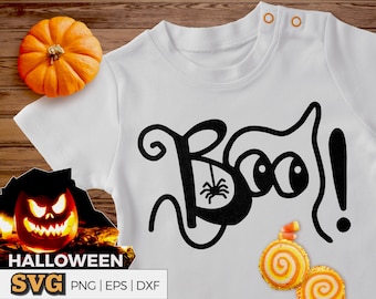 Boo Baby Ghost Halloween SVG, hand-lettered design, .svg, .eps, .png, and .dxf cut files for Cricut, Silhouette, etc.