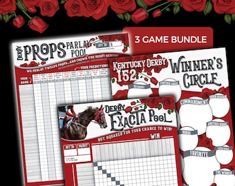 Kentucky Derby Party Game Bundle • Three Betting Pool Posters, All Easy to Play (Digital Download)