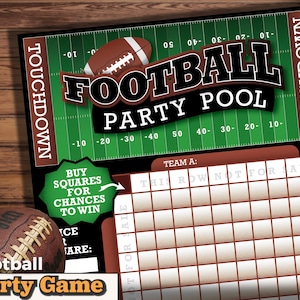 Football Squares Fundraiser or Party Game, Printable Betting Pool Poster • A Fun, Easy-to-Run Pool Anyone Can Win! Instant download