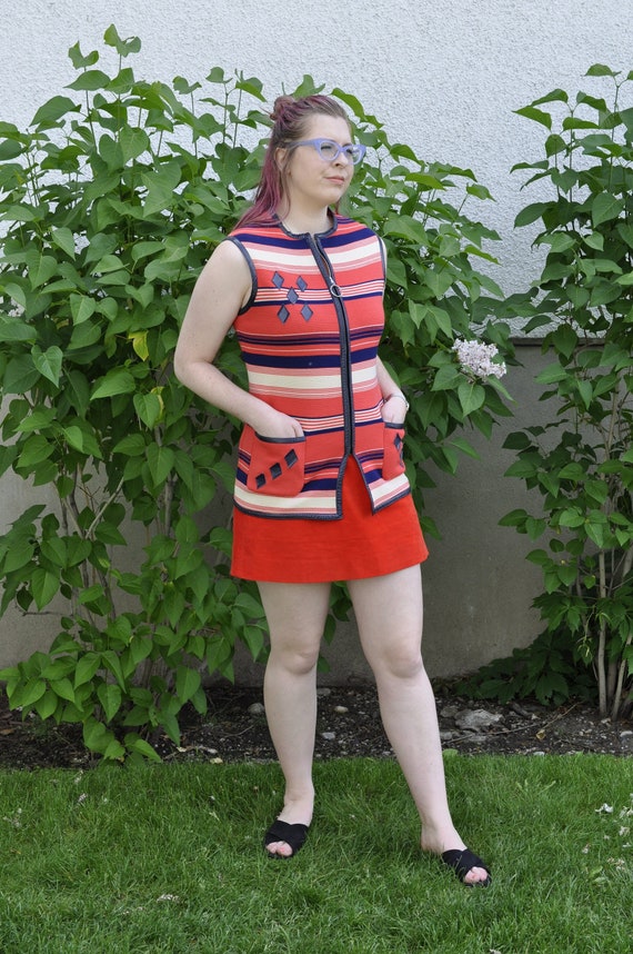 1970s stripe wool mod vest, wool vest, 60s vest