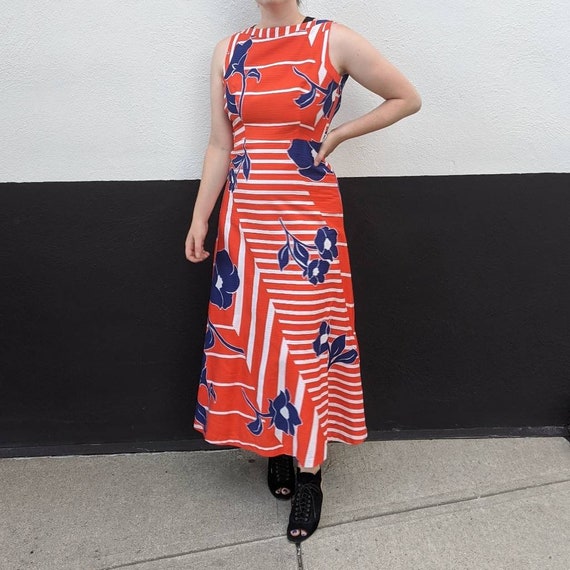 Liberty house Malia Honolulu red stripe mod Maxi d