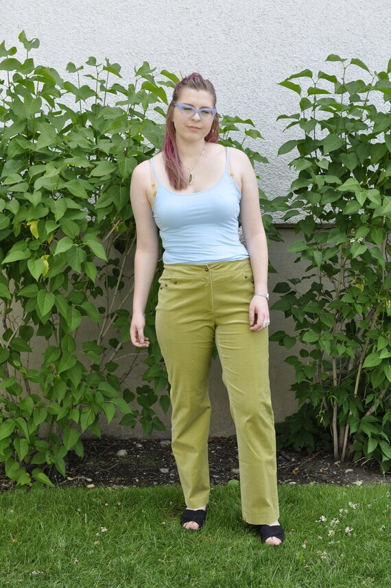 Green Velvet pants, pistachio trousers, green velv