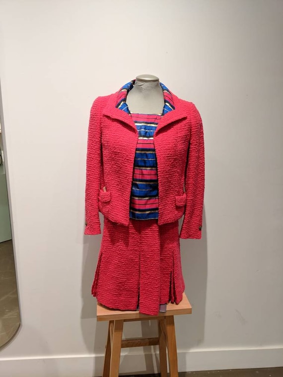 Holt Renfrew vintage suit, pink suit, pink wool su