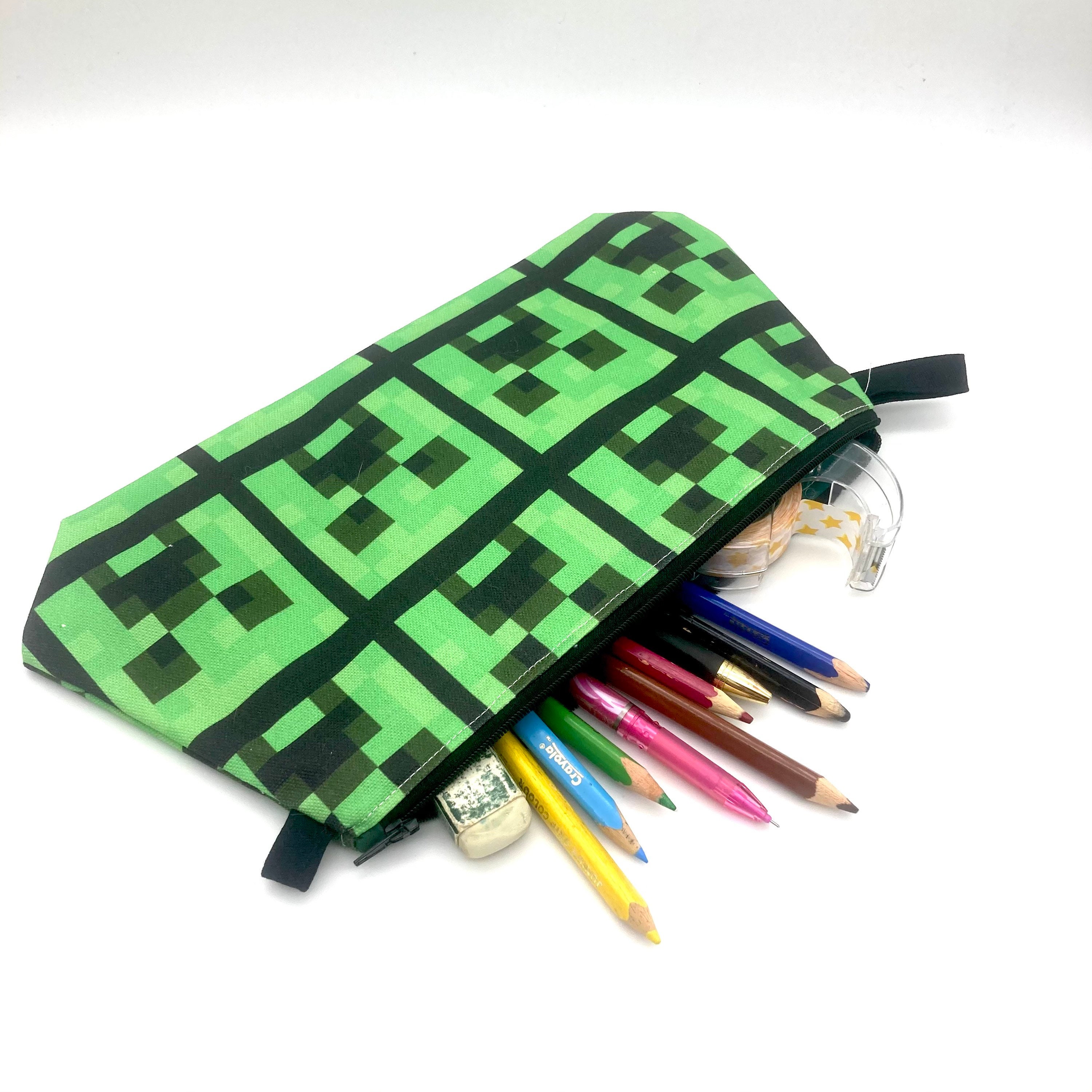 Zipper Pouches featuring fabric inspired by Minecraft. Great Etsy