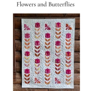 Flowers & Butterflies Applique Pattern 4 Sizes