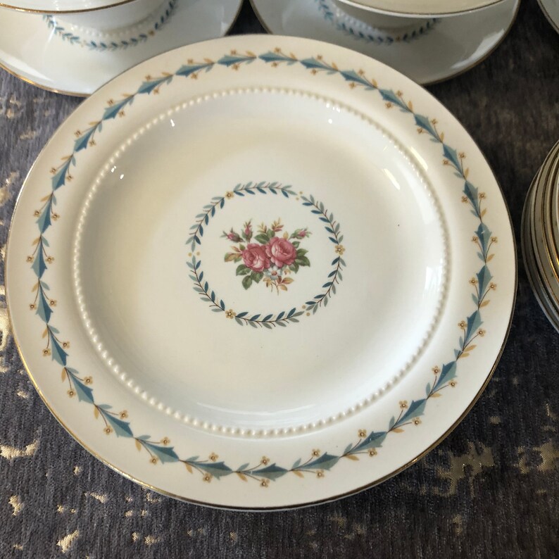 Vintage Harmony House China Set Mount Vernon Pattern Floral With Gold
