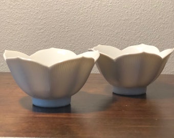 Set of Vintage White Porcelain Lotus Bowls