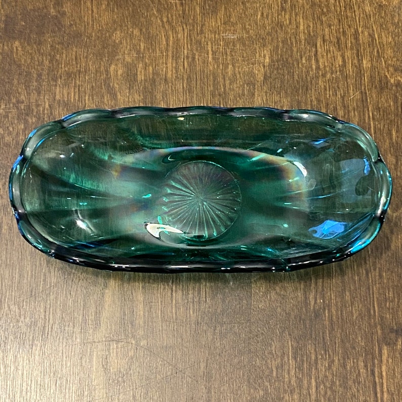 Vintage Emerald Green Glass Butter Dish Etsy