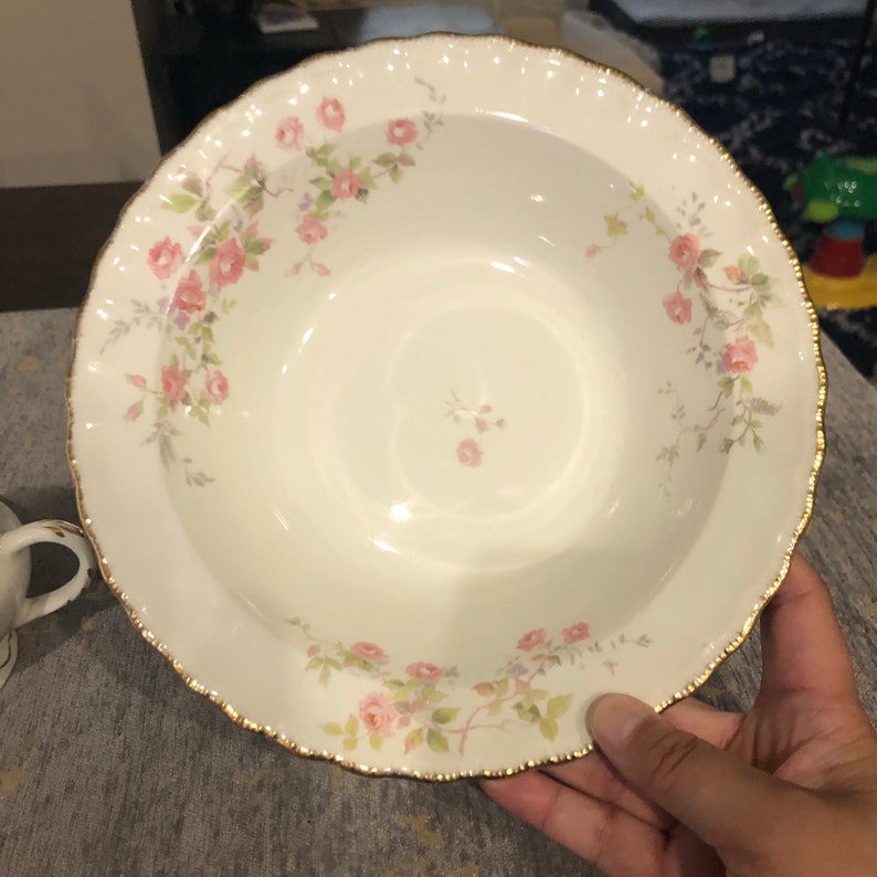 Vintage Pope Gosser Tralee Floral China With Gold Trim Set of Round Vegetable Serving Bowl