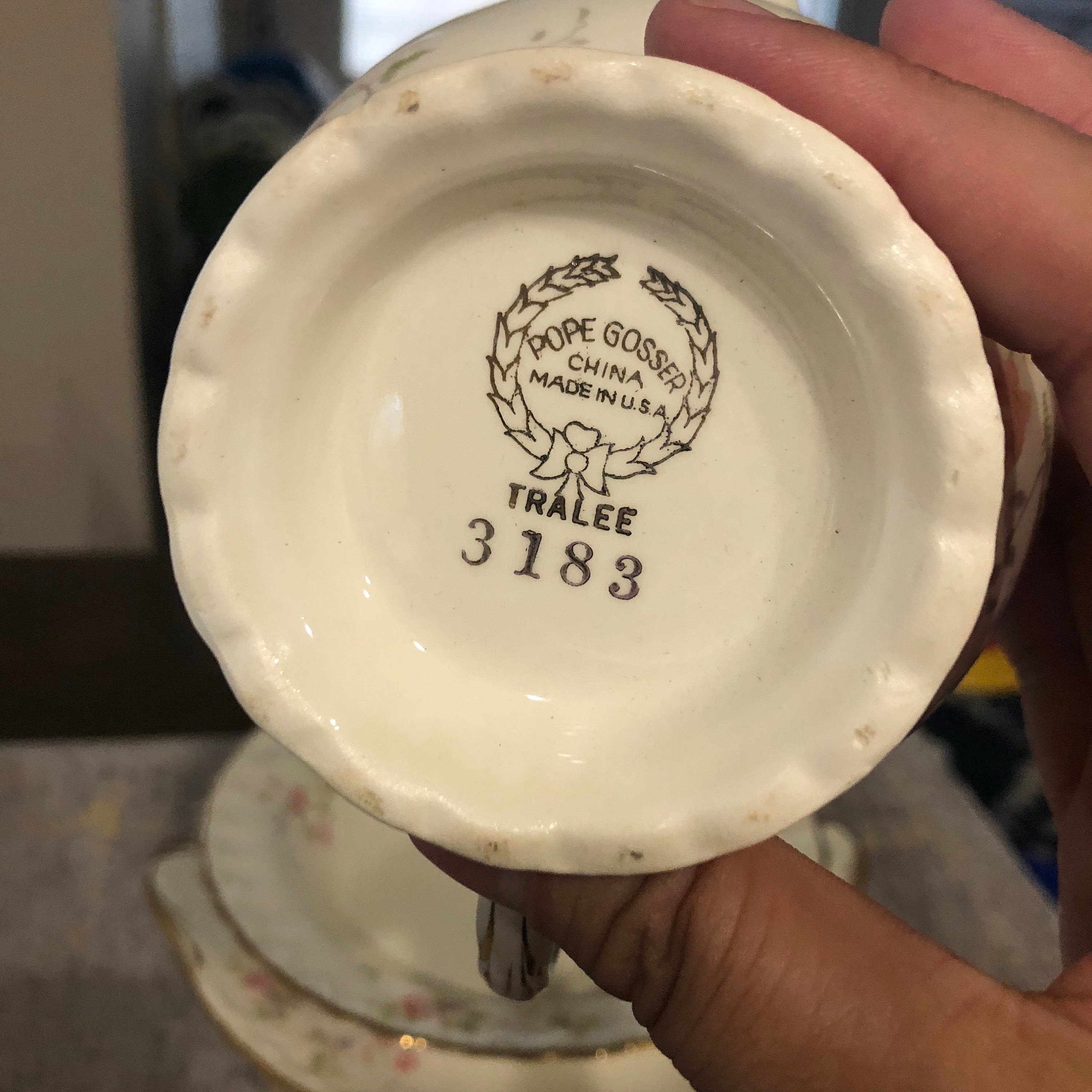 Vintage Pope Gosser Tralee Floral China with gold trim Set of Round Vegetable Serving Bowl