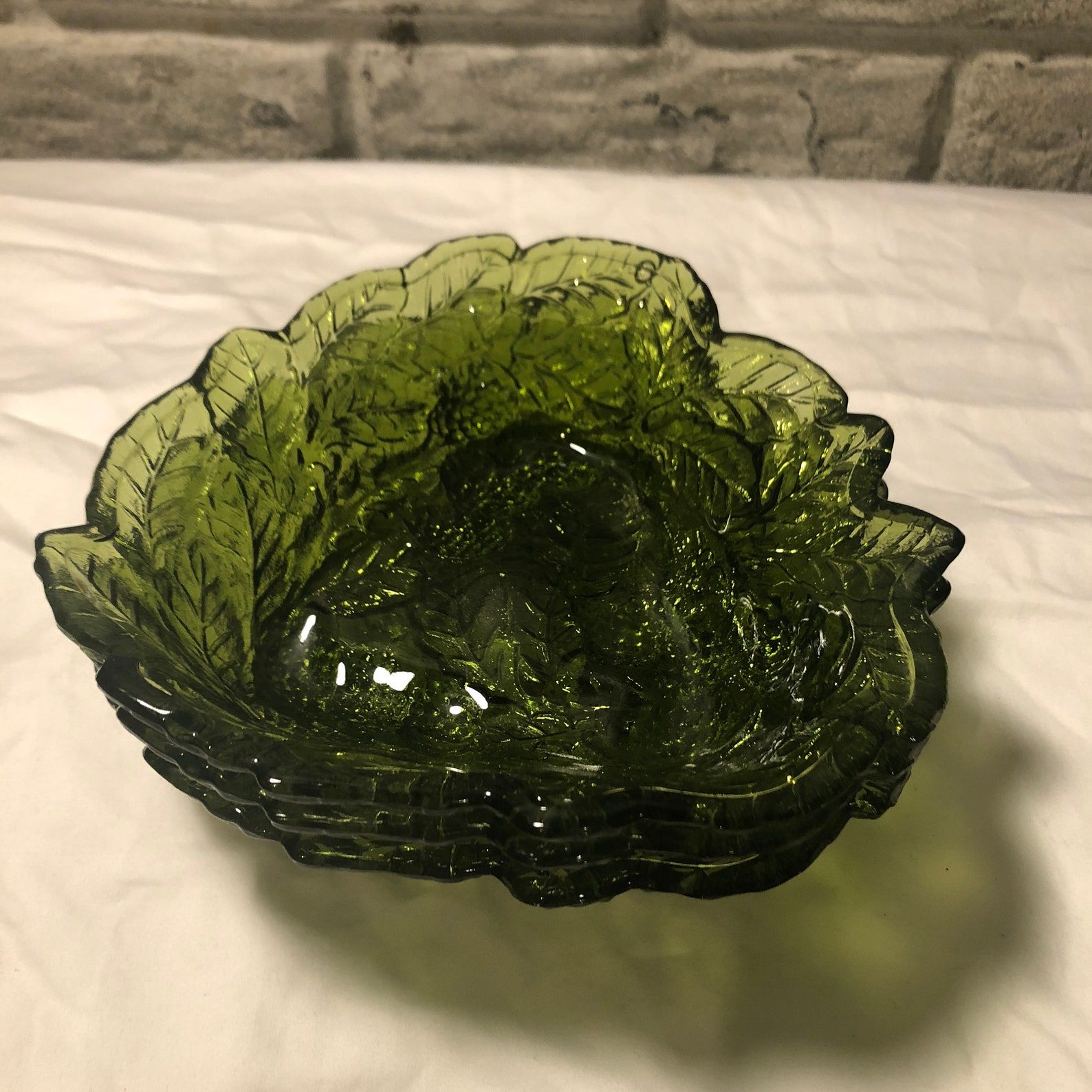 Vintage Indiana Glass Loganberry Pattern Avocado Green Glass | Etsy