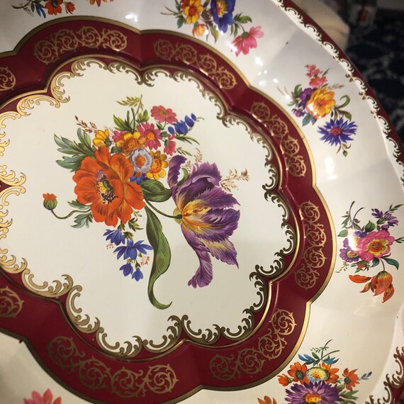 Vintage Daher Decorated Ware Floral Design Metal Tin Bowl Tray Etsy
