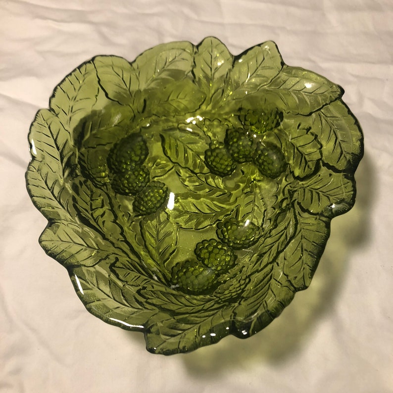 Vintage Indiana Glass Loganberry Pattern Avocado Green Glass | Etsy